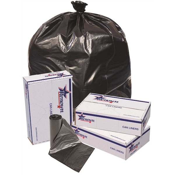 Renown 56 Gal. 1.7 mil 43 in. x 47 in. Black Can Liner, 100PK REN25621IB - main